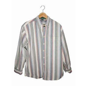 Vintage 100% Cotton Striped Button Down Shirt Size L Knights of Roundtable